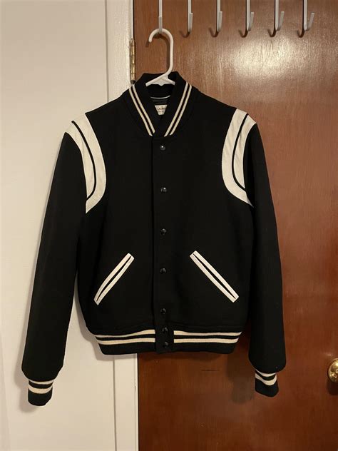 saint laurent teddy varsity jacket replica|yves saint laurent jacket men.